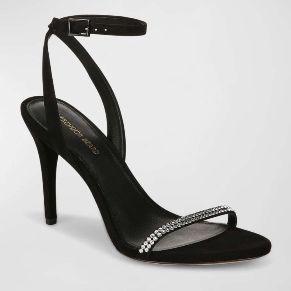 NIB VERONICA BEARD Maya Embellished Suede Ankle Strap Sandals Heels. - Size 6